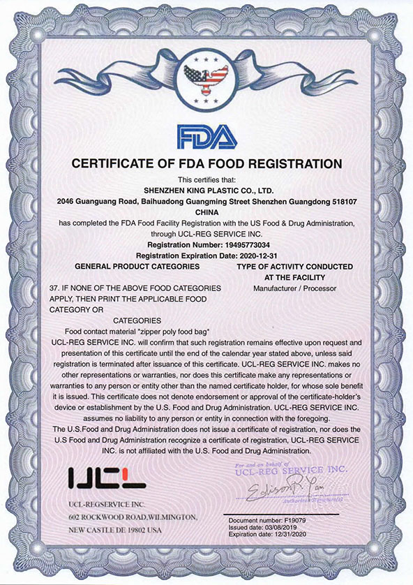 FDA Certificate